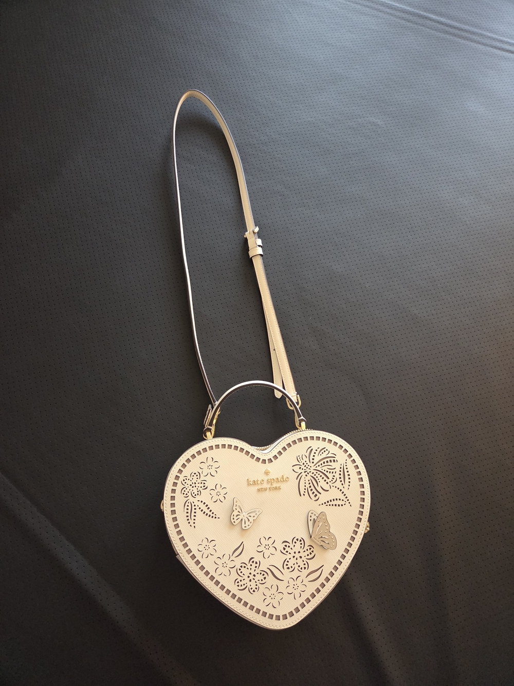 Love Shack perforated heart crossbody bag
